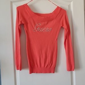 GUESS CORAL JEWEL LOGO SWEATER, S